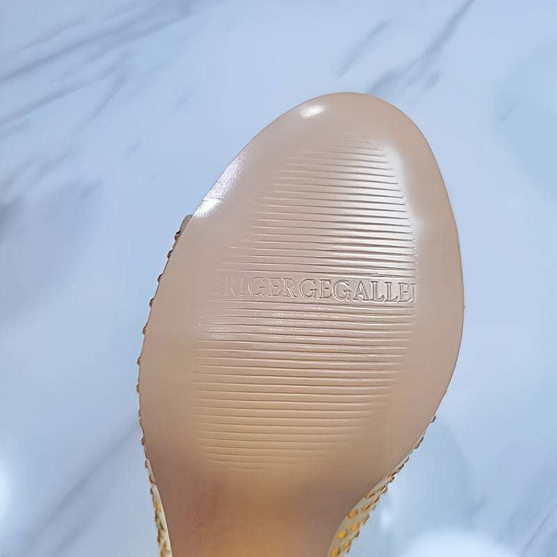 Women's Rhinestone-Embellished Chunky Heel Sandals with Bowknot for Summer Parties