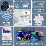 Proyector portátil de doble pantalla 4K 1080P Full HD Wi-Fi pantalla táctil