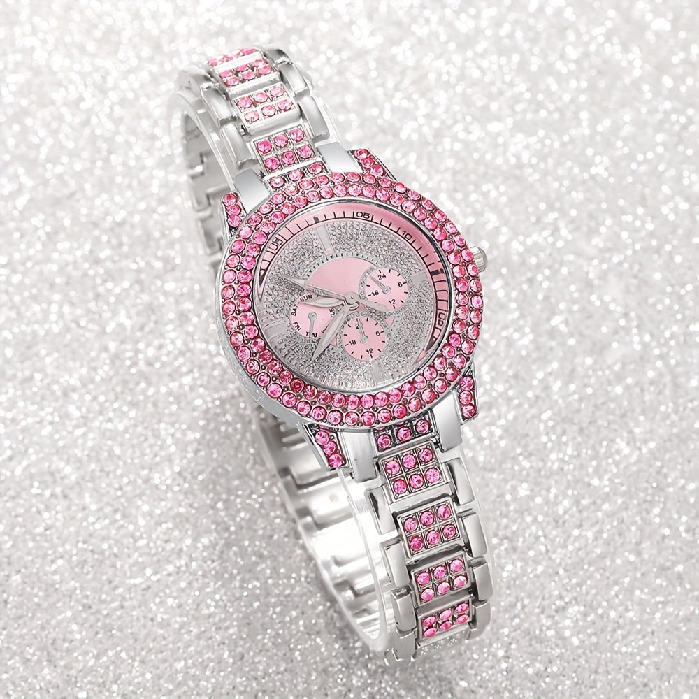 Women's Jewelry Set Quartz Watch Cross Pendant Necklace Bracelet Gift for Mom Girlfriend