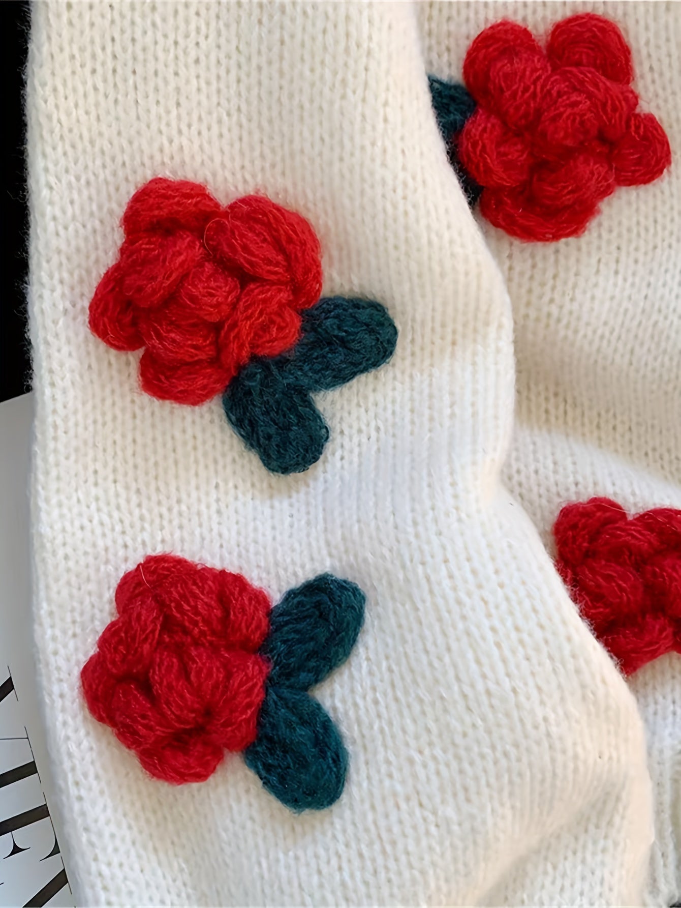 Женский кардиган с рифленым V-образным вырезом и цветочным принтом, повседневный с пуговицами, длинный рукав для осени