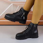 Women's Snow Boots with Platform Sole Waterproof Slip-Resistant Black