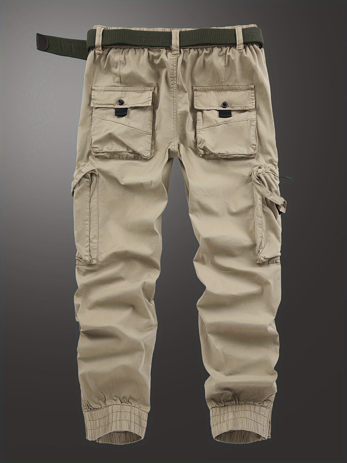 Men's Spring and Autumn Work Pants with Zipper Multi-Pocket Breathable Cotton Blend
