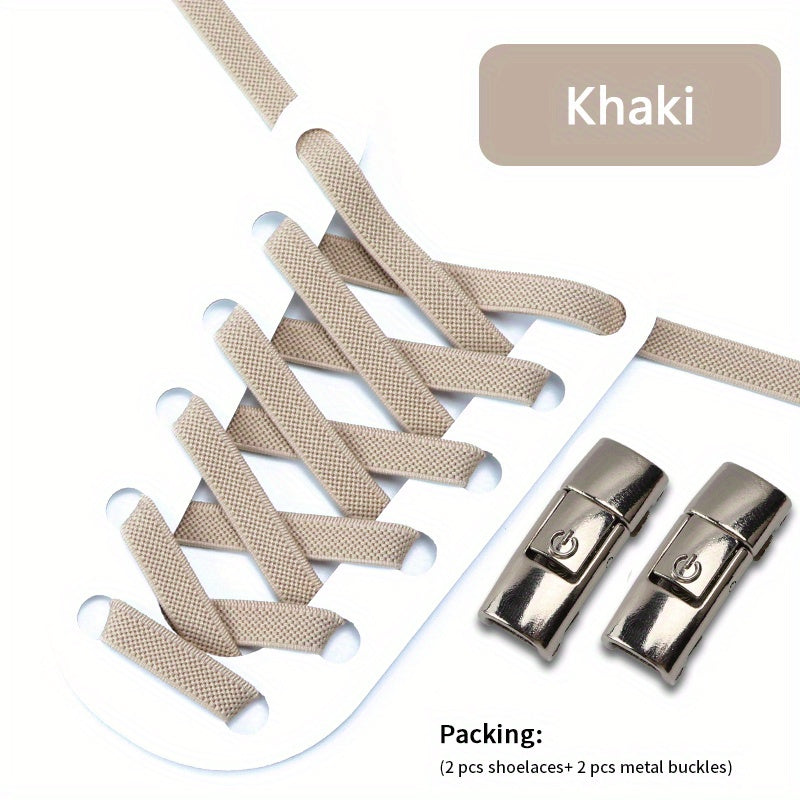 No-Tie Shoelaces with Buckles for Sneakers and Sports Shoes Acetate Pair