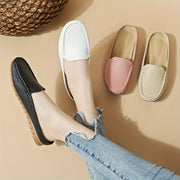 Women's Slip-On Mule Sandals with Cap Toe, Flat Heel, Summer Style