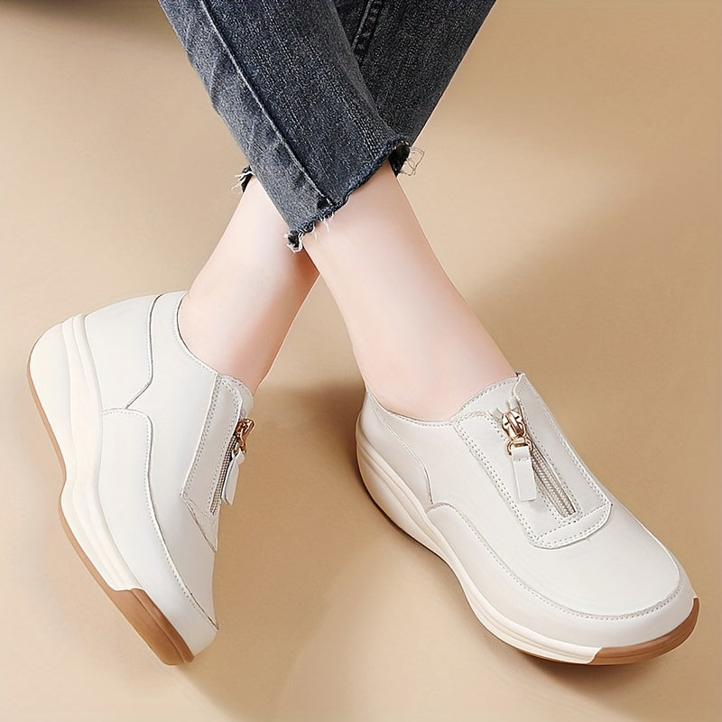 Women's Casual Wedge Sneakers Flat-Sole Walking Shoes Platform Shoes