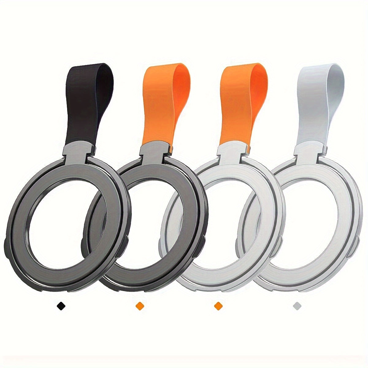 Magnetic Silicone Rubber Phone Holder with 360° Rotating Folding Ring for Car and Desktop