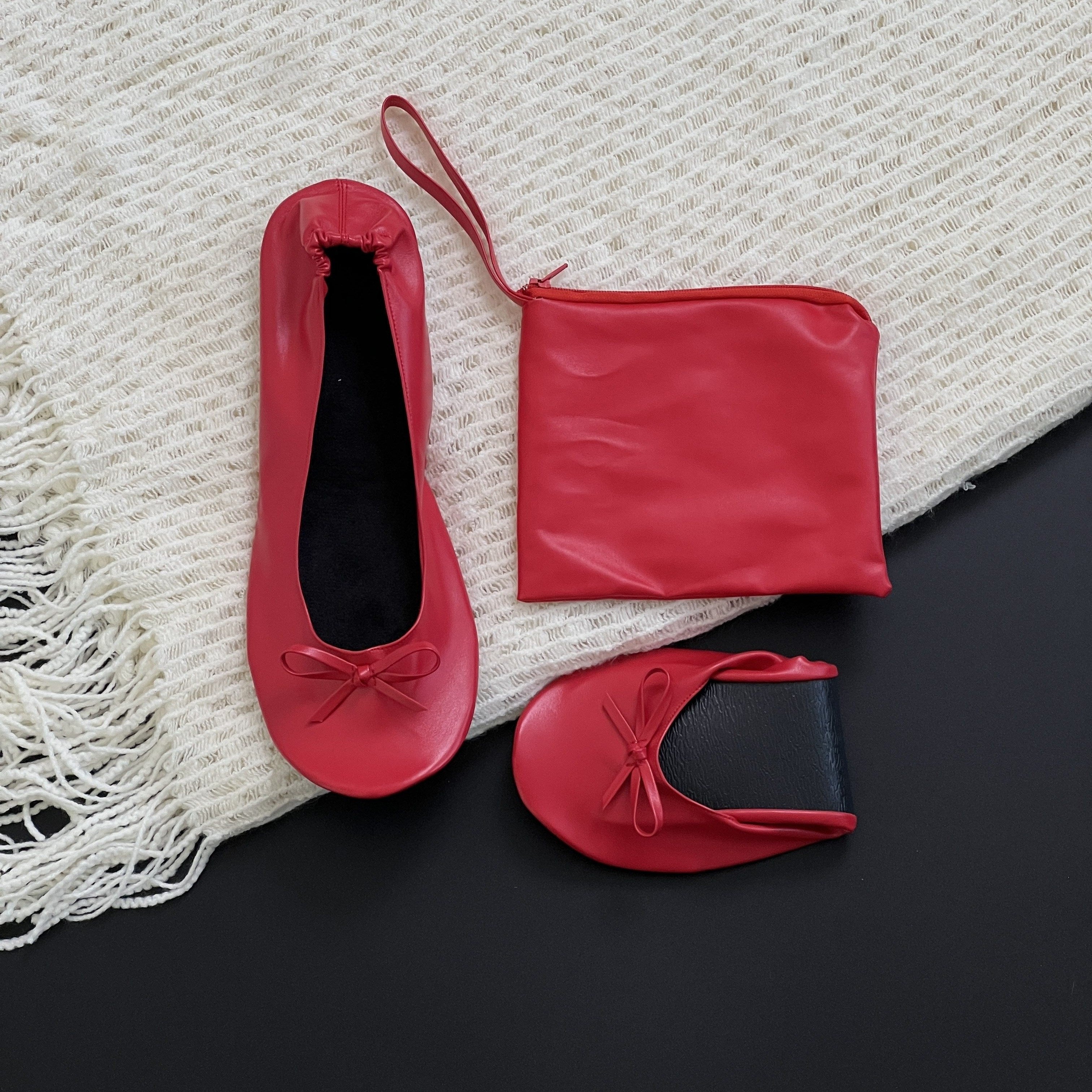 Women's Soft Sole Ballet Flats, Foldable Wedding Dance Shoes, Solid Color