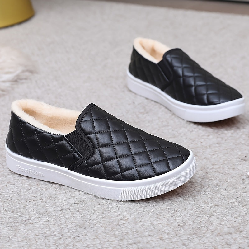 Ayollar uchun tekislangan, flanel bilan qoplangan, yurish uchun yopiladigan oyoq kiyimlari, yopishqoqsiz PVC taglik bilan