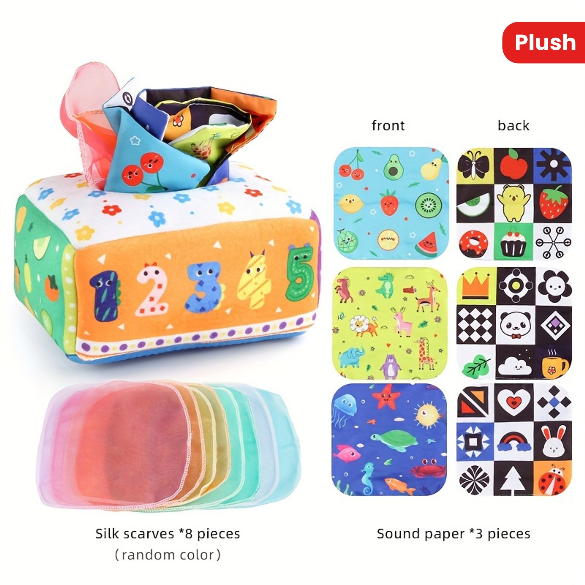 Baby Toy Soft Tissue Box Interactive Learning Toy for Kids Finger Strengthening