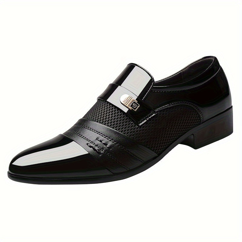 Men's Patent Loafers PU Slip-On Solid Color for Weddings and Office