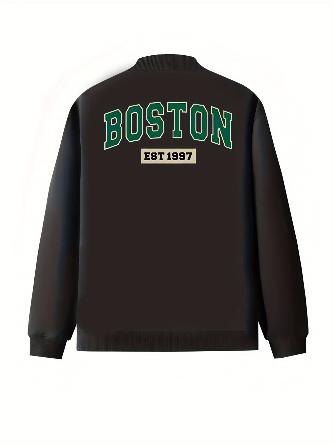 Women's Plus Size Baseball Jacket Casual Zip-Up with Pockets Green White