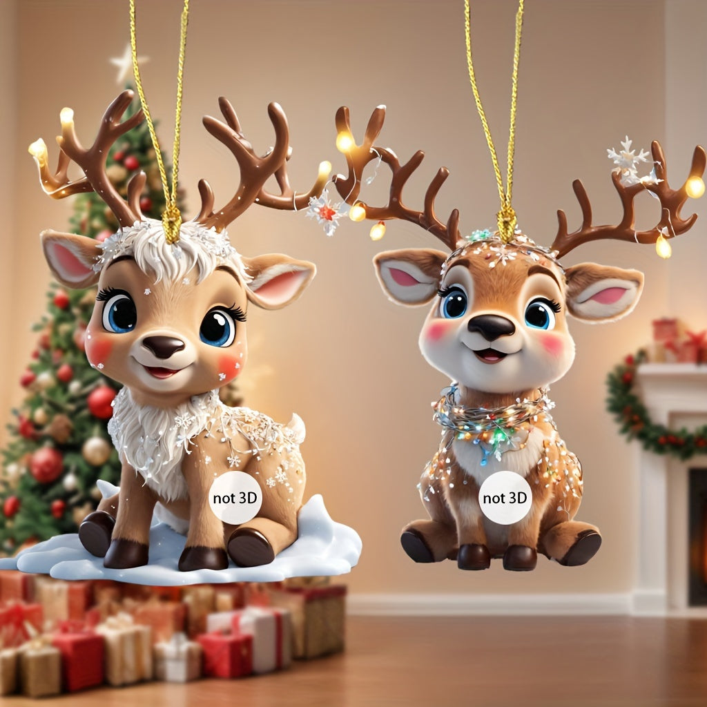 9 shirin akrilik kiyikcha bezaklari, chiroqlar bilan, Rojdestvo daraxti, Xellouin, avtomobil ichki bezaklari uchun