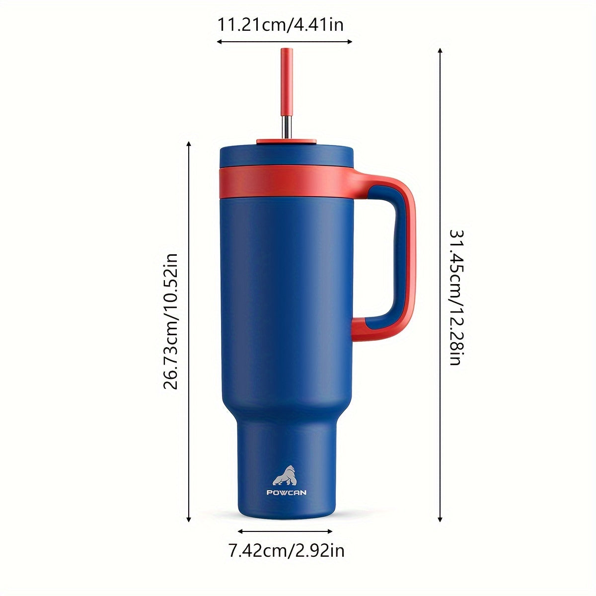 50oz Insulated Stainless Steel Tumbler with Dual Handles Leakproof Sip Lid Keeps Drinks Cold 34 Hours