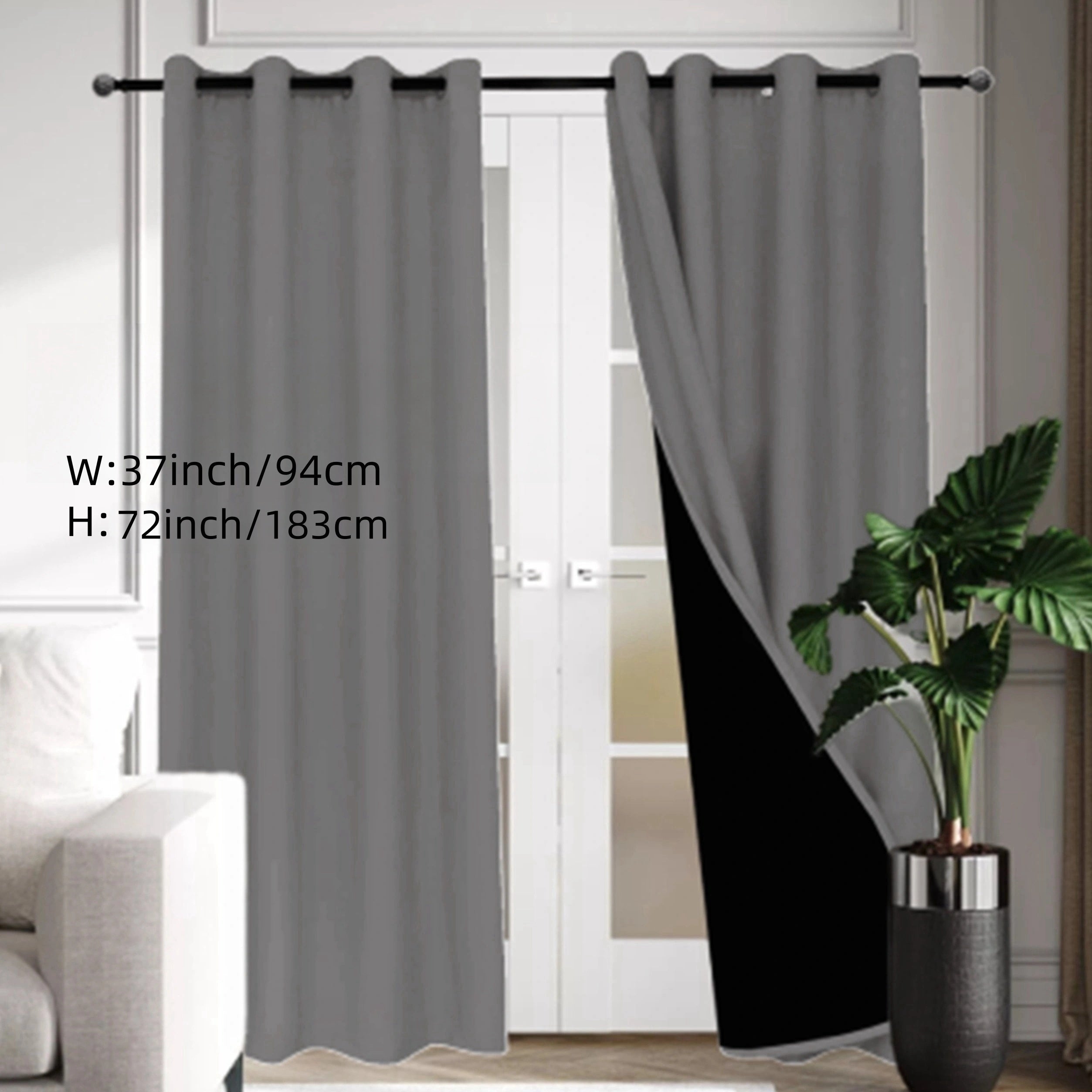 Beige Blackout Curtain with Insulation Lining Grommet Top for Living Room Bedroom