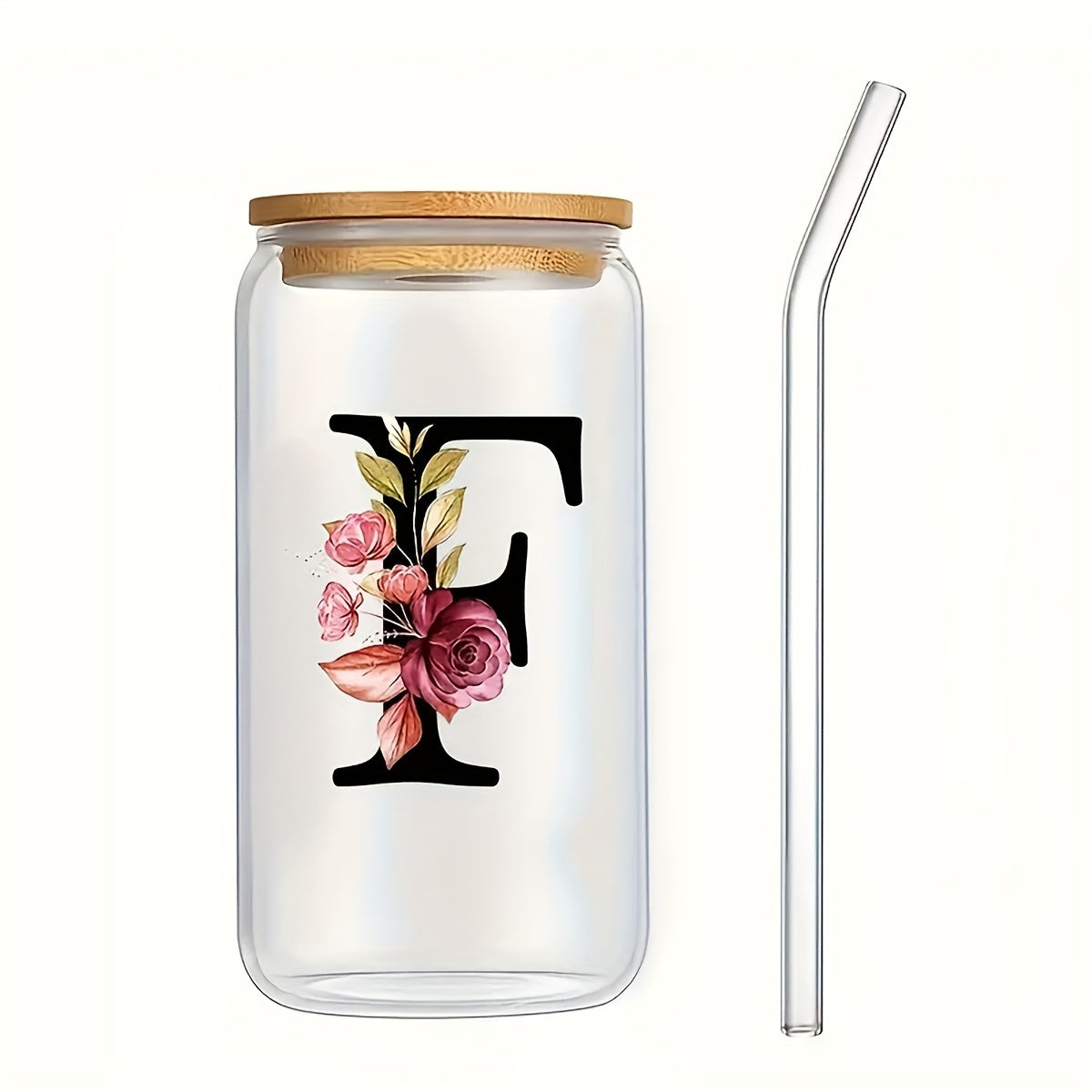 16oz Frosted Glass Cup with Bamboo Lid for Outdoor Camping