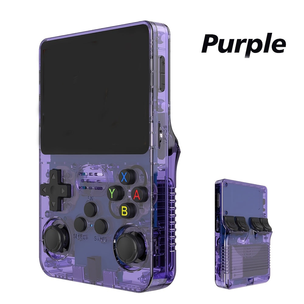 Retro Handheld Gaming Console with 8.89cm IPS Display 64GB Storage 20+ Emulators Rechargeable Battery Black White Purple