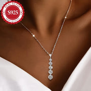Sterling Silver Pendant Necklace for Women with Artificial Gemstones