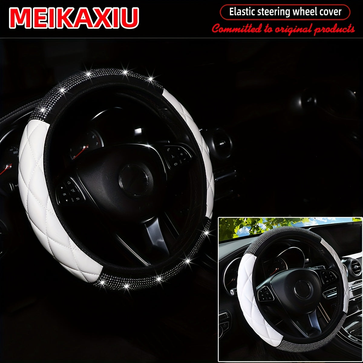 Avtomobil boshqaruv g'ildiragi qopqog'i to'plami yumshoq faux charm 37-38 sm uch o'lchovli