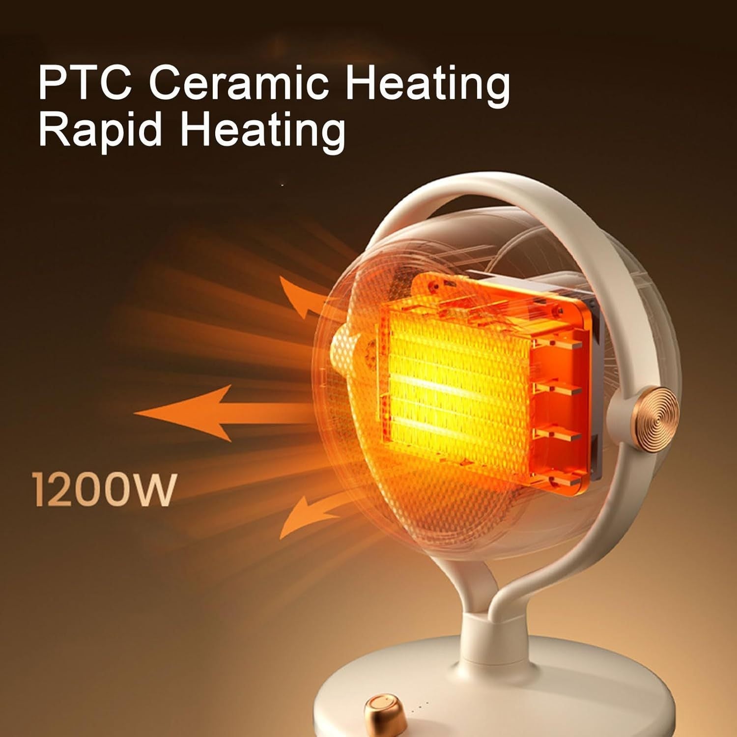 Travel-Friendly Ceramic Space Heater with 2 Heat Levels, Compact Desktop for Indoor Use