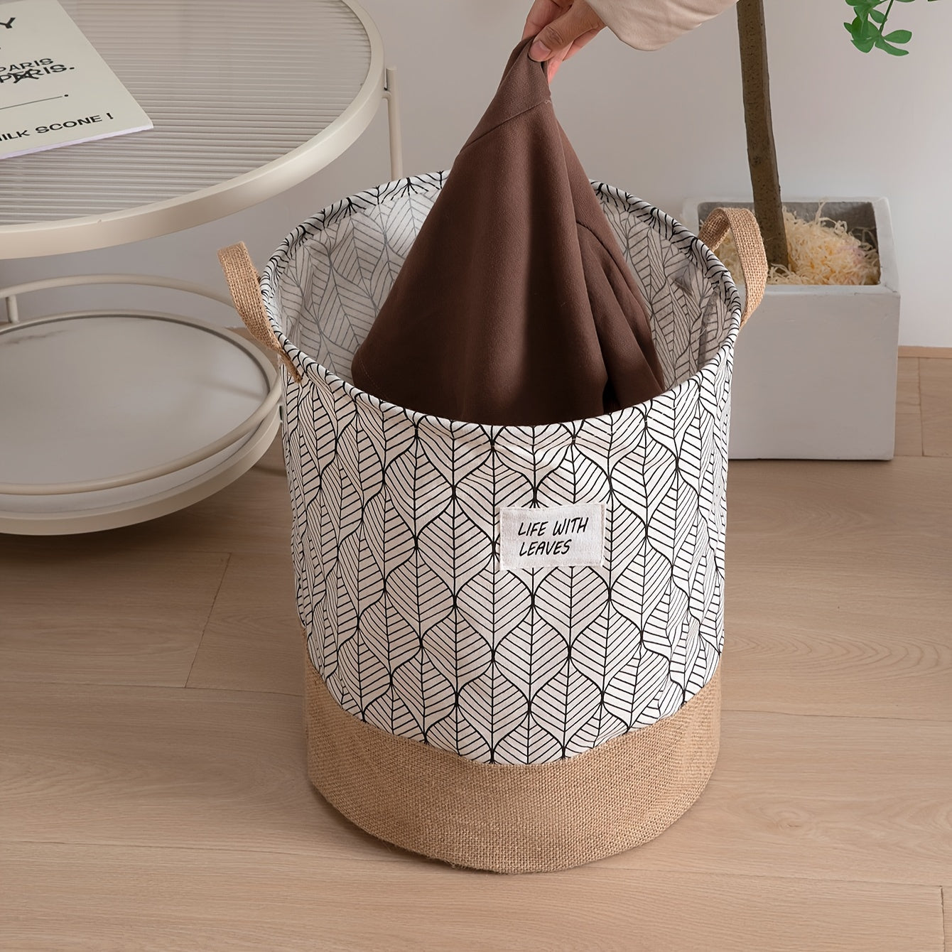 Foldable Linen Storage Basket for Kids Clothes Toys Circular Organizer with Compartments