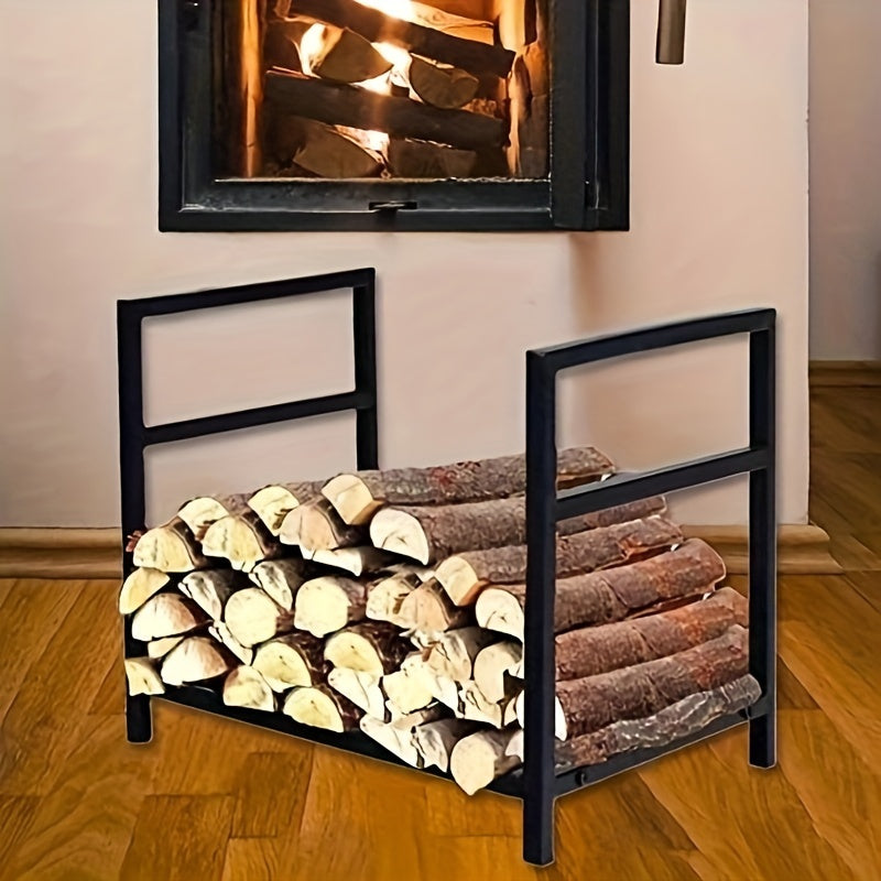 Wall Mounted Metal Firewood Log Holder for Fireplace Modern Ironwork Storage Rack
