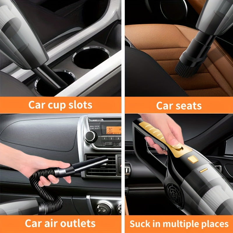 Kuchli qo'l vakuumli avtomobil, aksessuarlar bilan, kuchli so'rish, avtomobil uchun ulagich, uzun sim, past shovqin va transport vositalari ichki qismi uchun portativ dizayn.