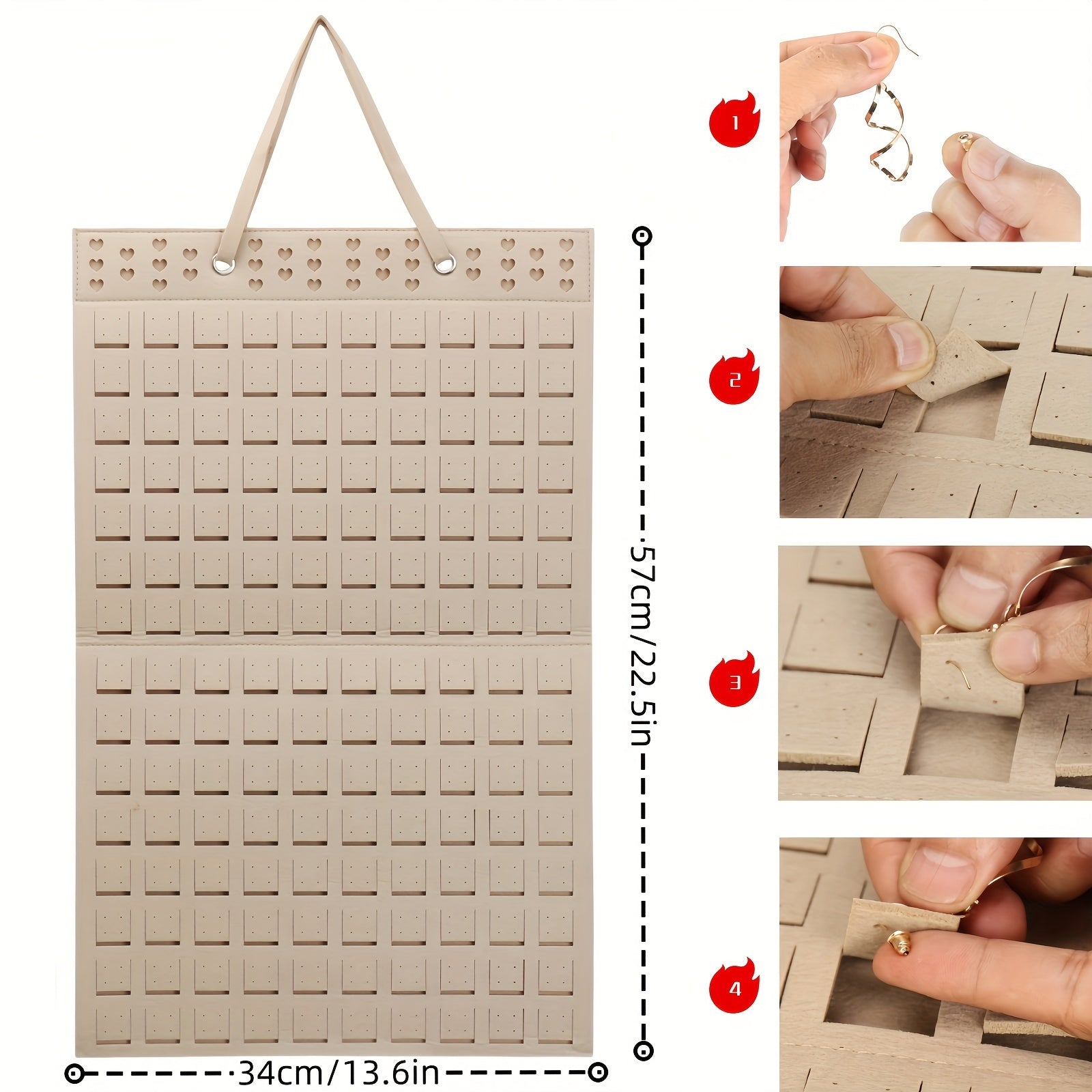 Jewelry Hanging Storage Display Rack Earring Organizer Felt Jewelry Holder Space-Saving for Bedroom Desk Dresser