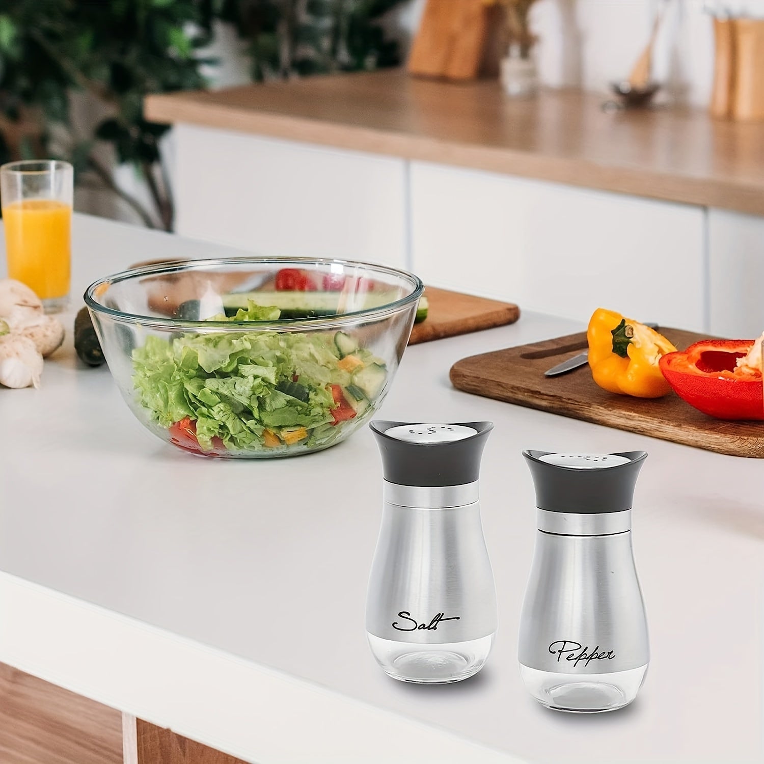 Set of Two 3.4oz Salt and Pepper Shakers for Kitchen Use