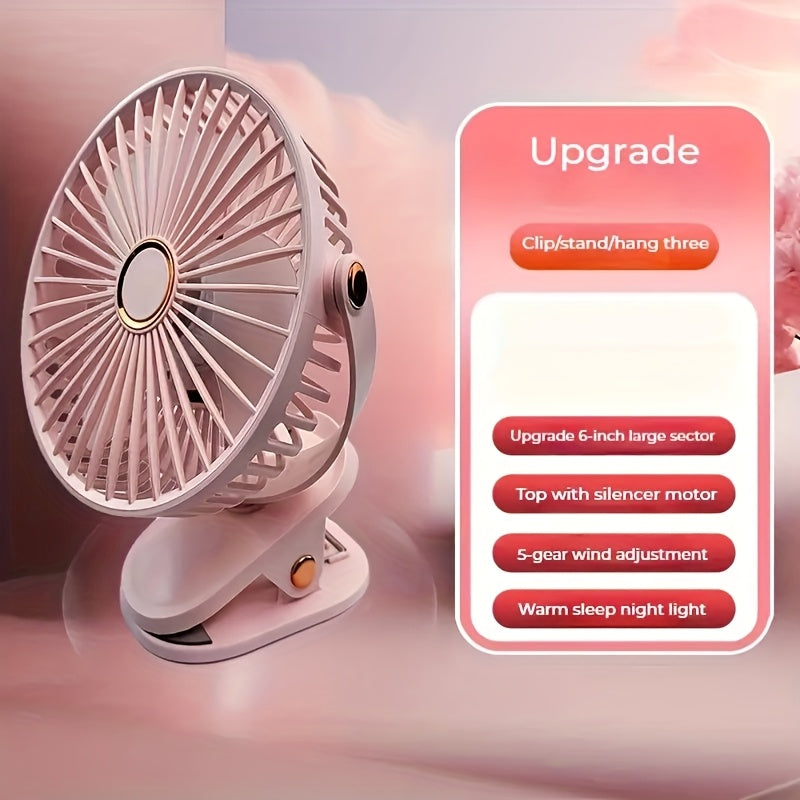 JKUOO Ultra-Quiet USB Qayta to'ldiriladigan shamol bilan kuchli havo oqimi, 5 tezlik, 720° aylanish dizayni – Uy, ofis, sayohat va ochiq havoda foydalanish uchun portativ sovutish klipli shamol, oq, stolga o'rnatiladigan