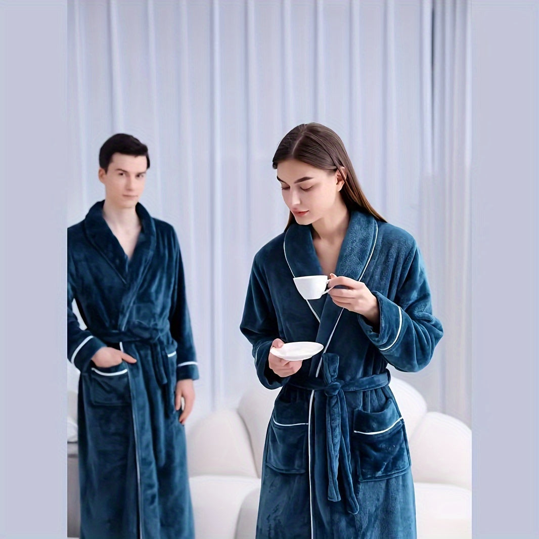 Unisex Plaid Bathrobe Soft Comfortable Modern Knit Fabric 300g Polyester Towel Theme