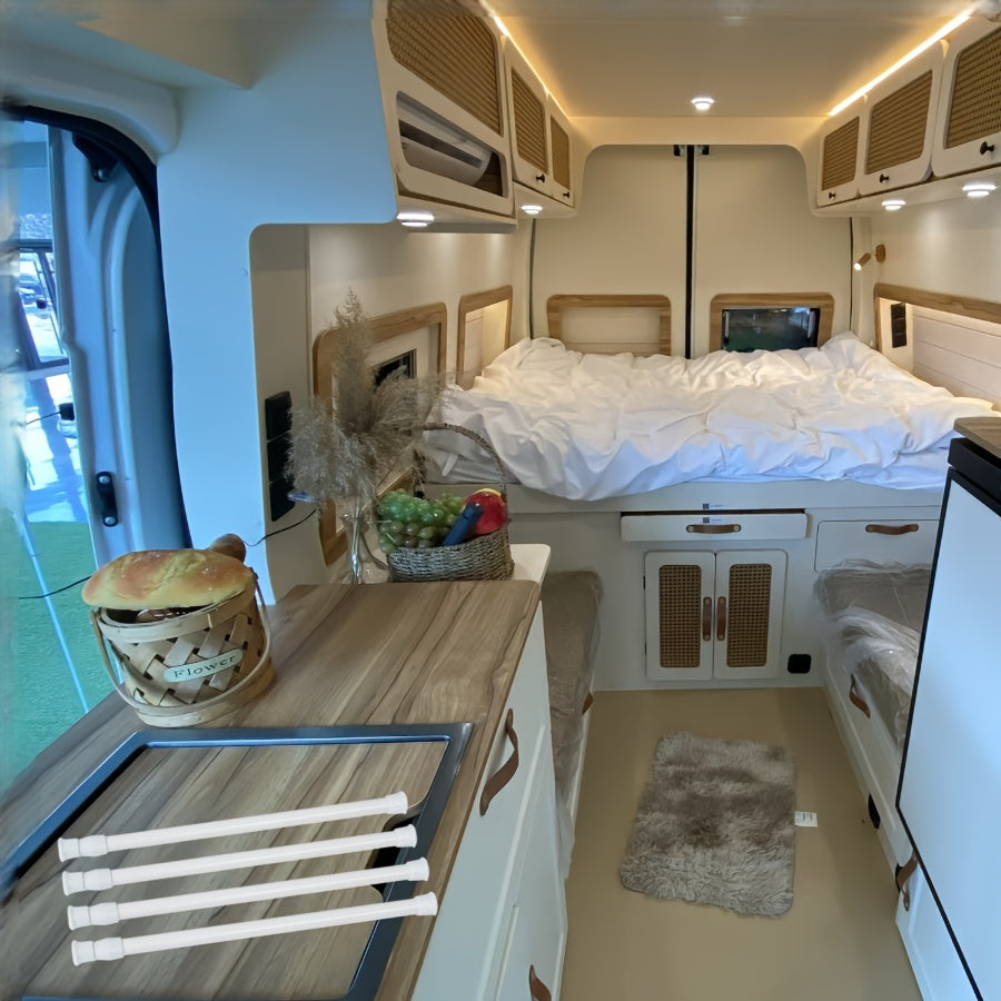 Adjustable White Refrigerator Cabinet Tension Rods Non-Slip Extension