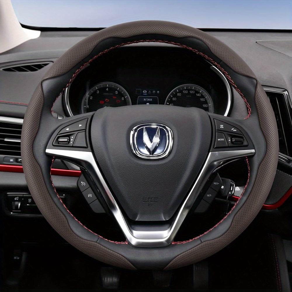 Universal Breathable Faux Leather Steering Wheel Cover with Quick-Release Design
