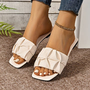 Women's Pleated Slide Sandals Casual Open Toe Flat Summer Shoes