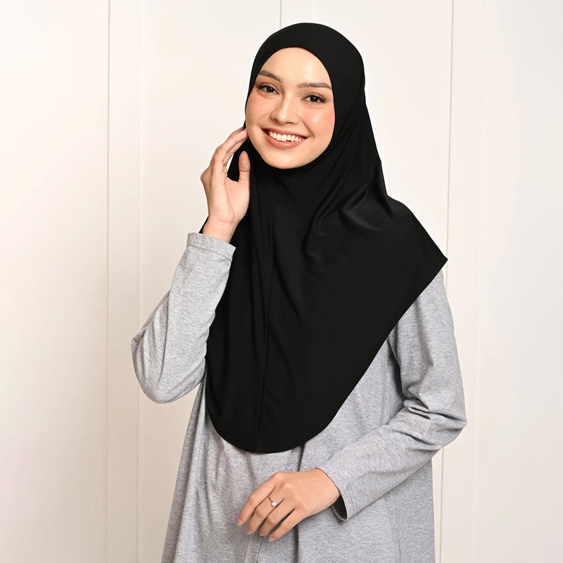 Elegant Polyester Hijab Set for Women Solid Color Yarn-Dyed Windproof Breathable Outdoor