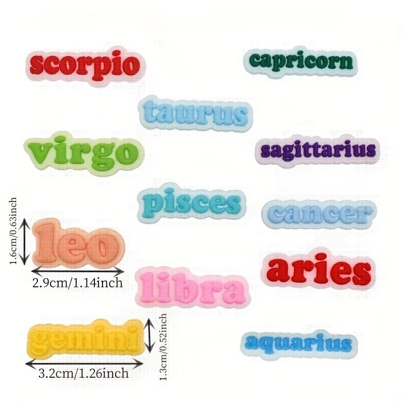 12 Pcs Zodiac Sign Shoe Charms Set Plastic Astrology Footwear Accessories