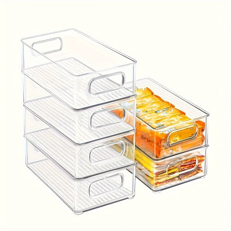 Stackable Refrigerator Organizer Bins Set, Ochiq Plastik, Katta va Kichik