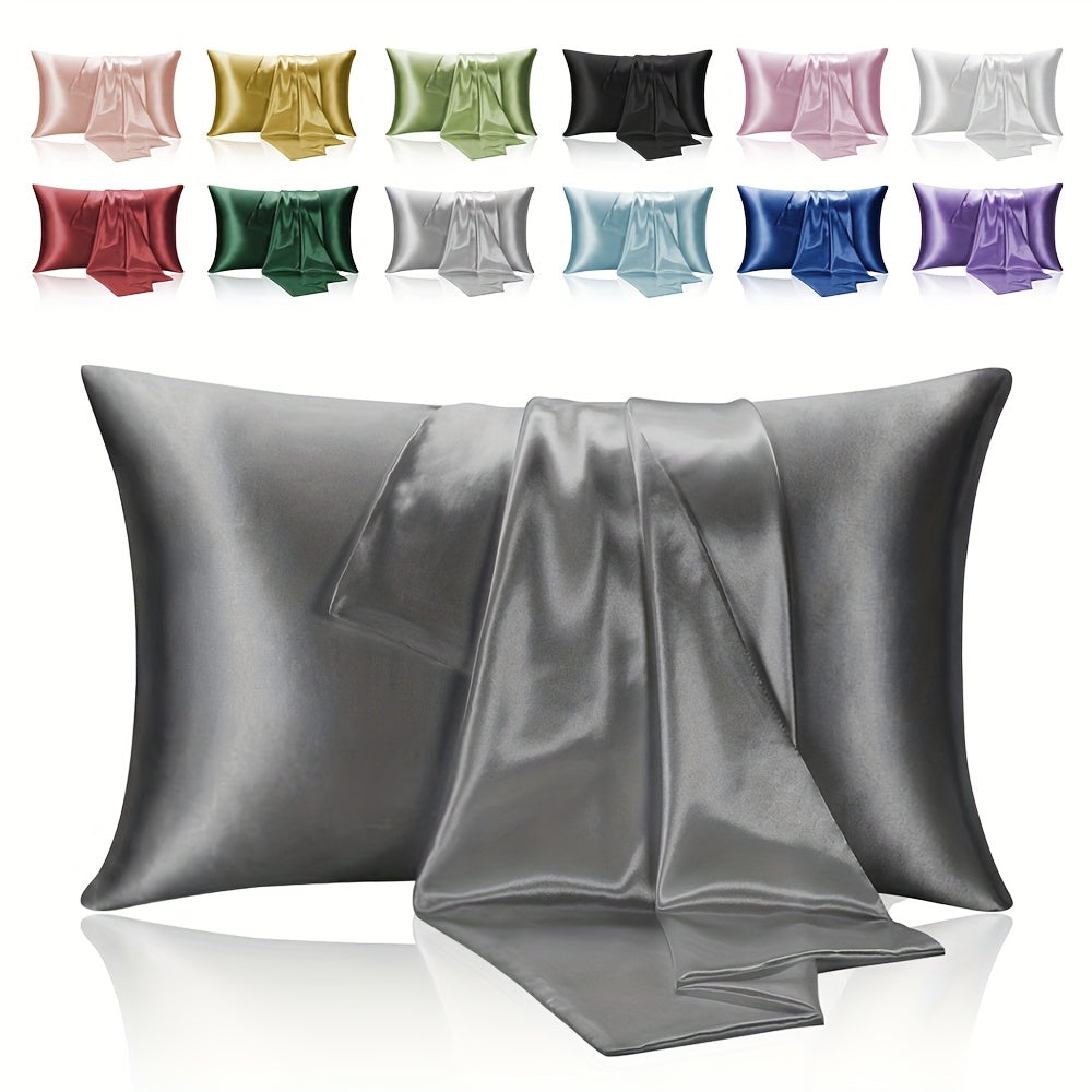 Two-Pack Satin Pillowcases Ultra Soft Cooling Hair Sleep Covers