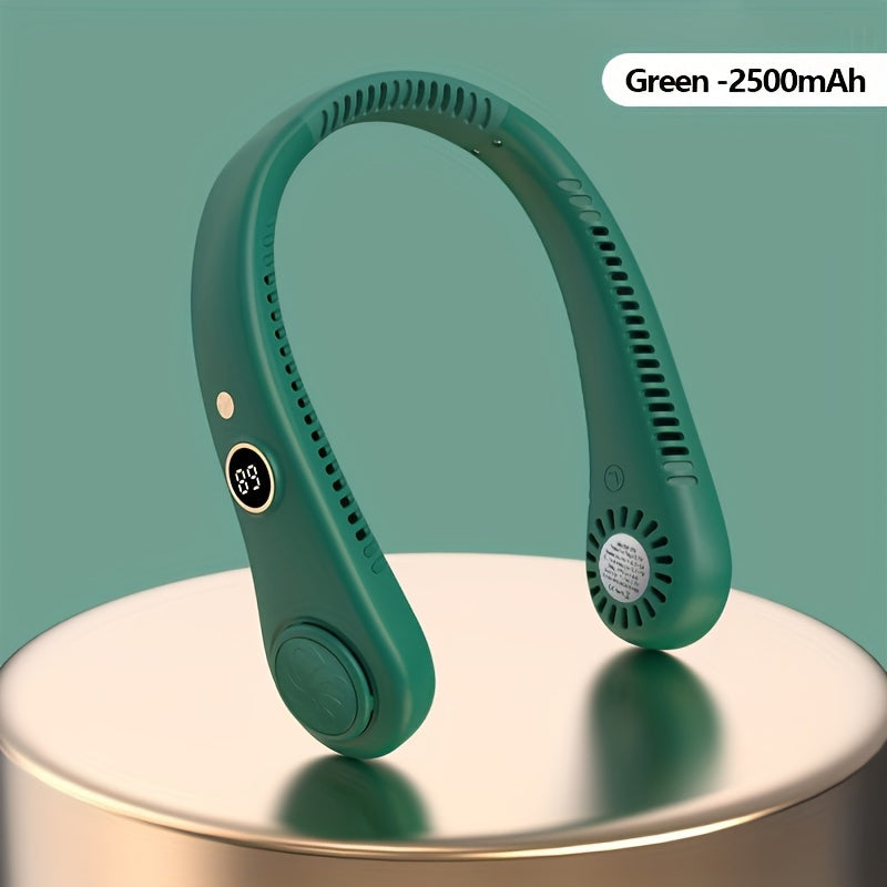 Portable Bladeless Neck Fan with Digital Display Rechargeable Wearable Cooling Fan