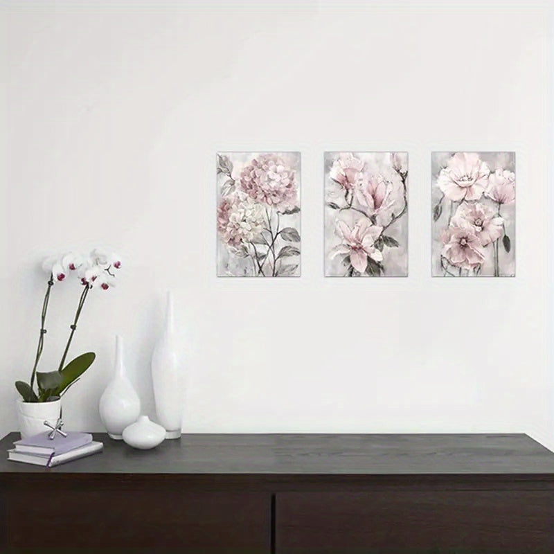 Set of 3 Canvas Flower Wall Art Posters for Living Room Home Decor