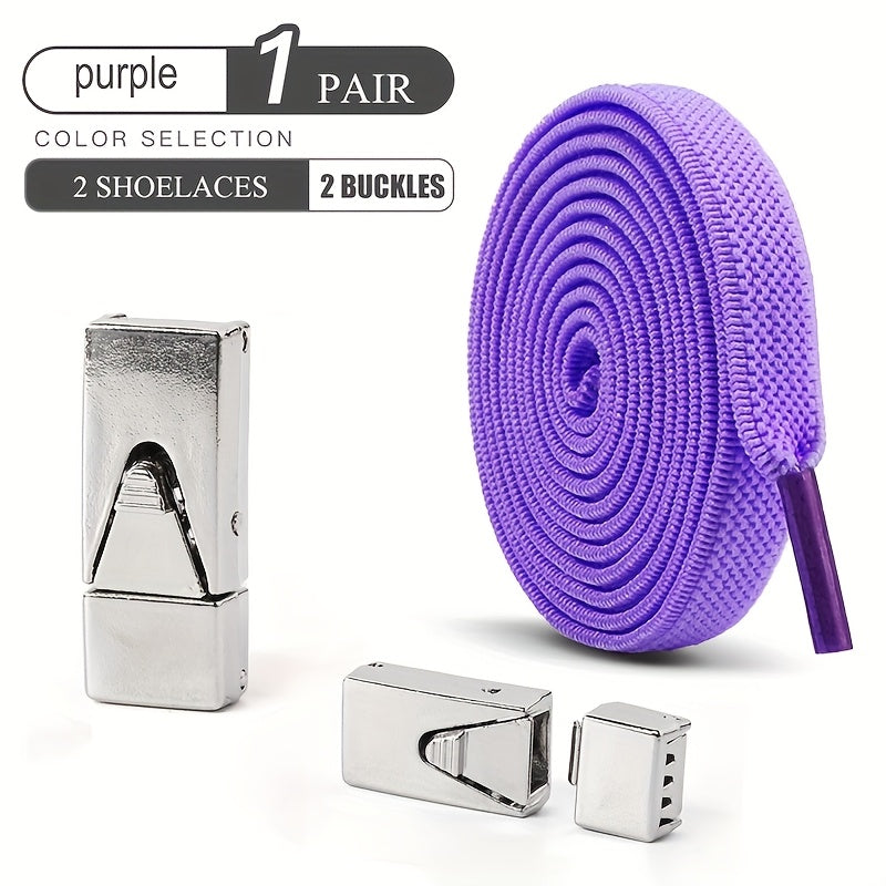 Unisex Elastic Shoelaces Set with Buckles for Sneakers and Canvas Shoes