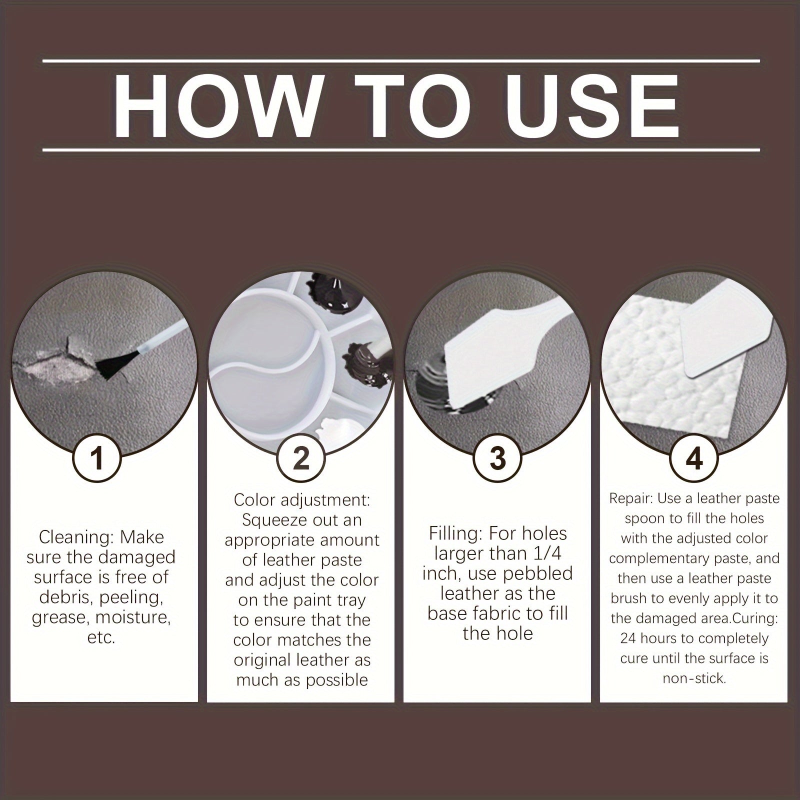 Crema de reparación para interior de coche y sofá en tonos marrón, pasta de restauración fácil de limpiar