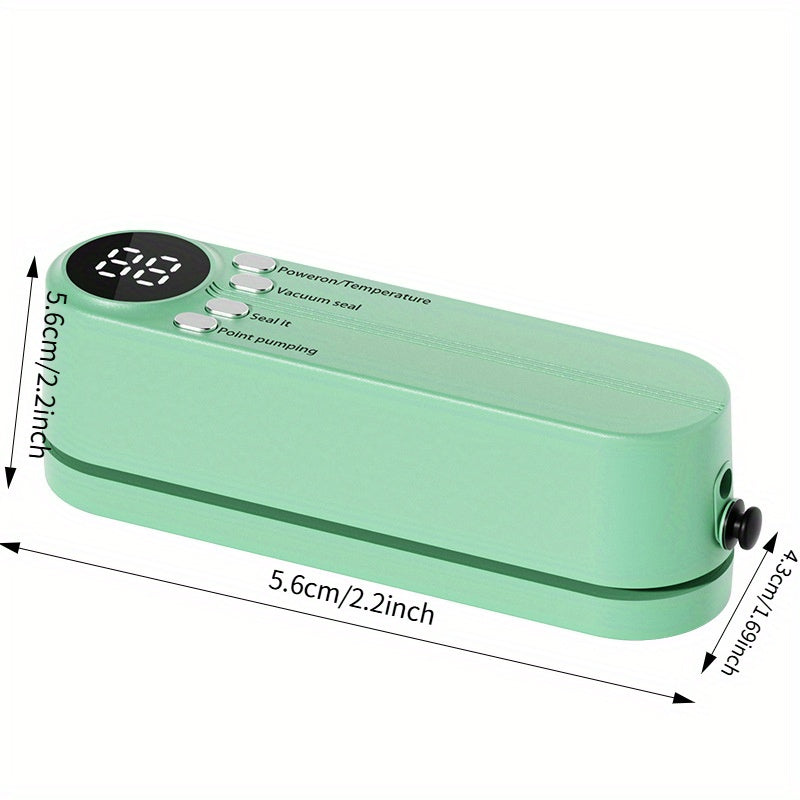 Portable USB Rechargeable Vacuum Sealer Handheld Snack Sealing System Teal 1200mAh