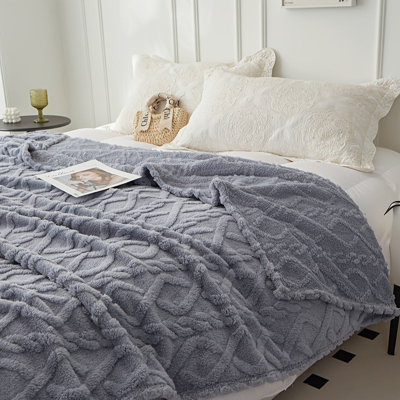 Plaid Taffeta Throw Blanket Polyester Diamond Pattern Lightweight Knit All-Season