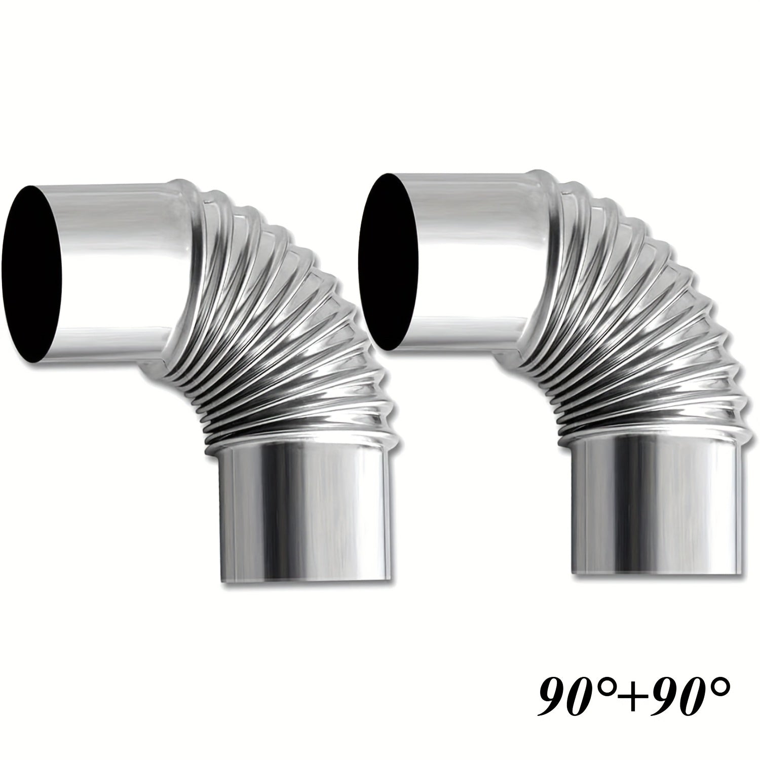 Set of 2 Stainless Steel Elbow Pipes 90-Degree Chimney Flue Connectors 5.99cm Diameter