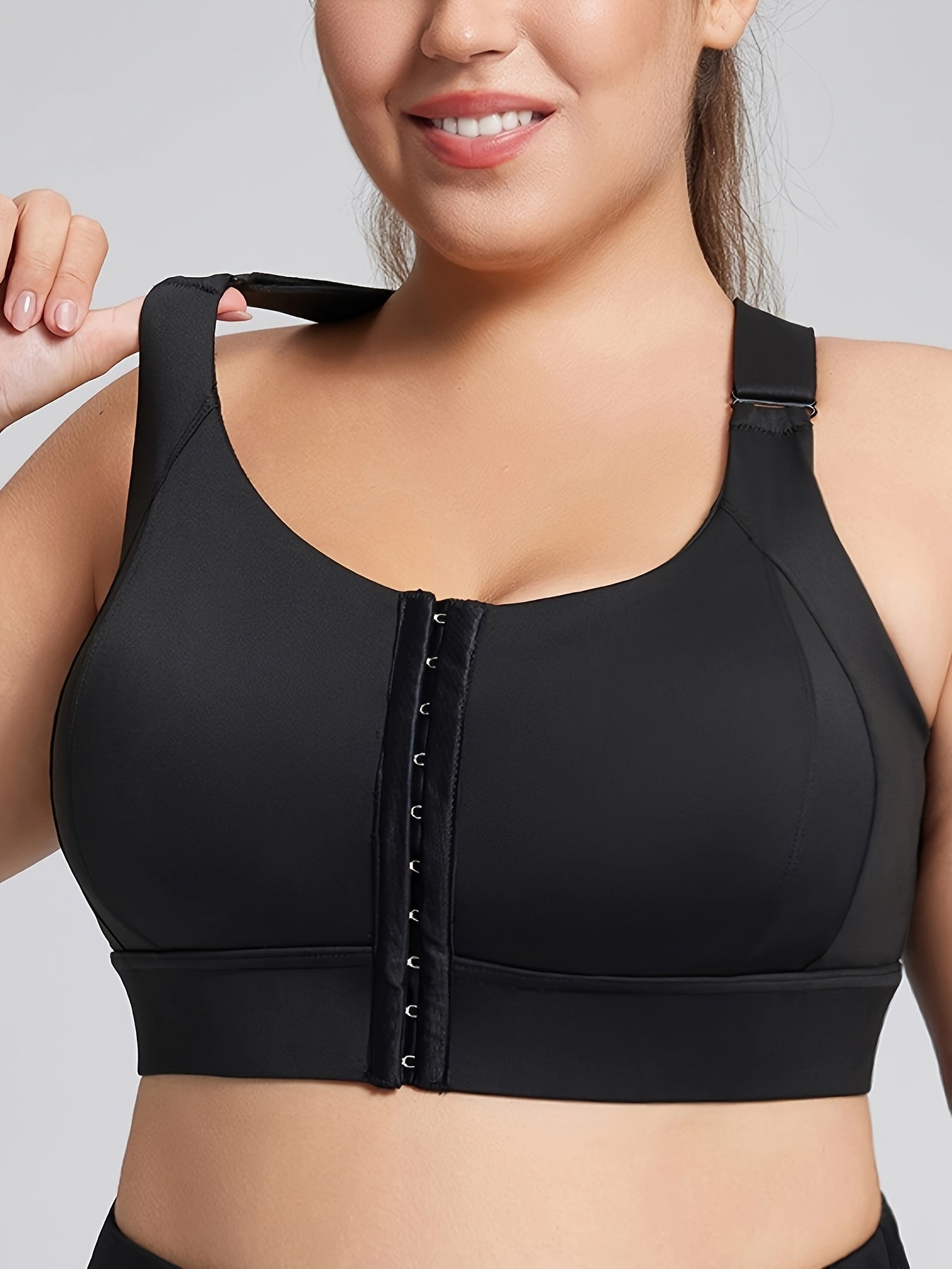Women's High-Impact Sports Bra with Front Zipper Black for Yoga Running