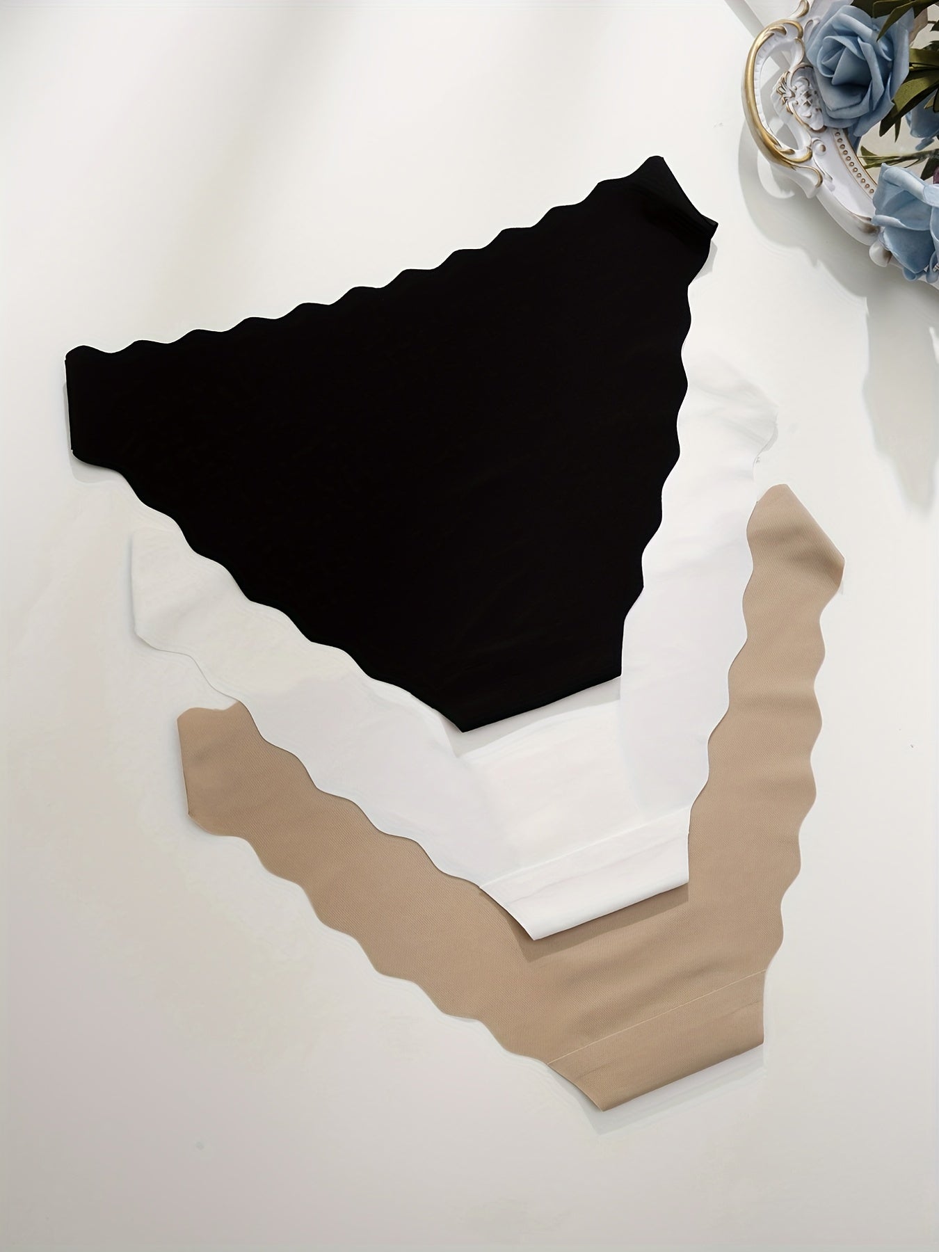 Pack de 3 braguitas sin costuras para mujer de color sólido, cómodas y elásticas