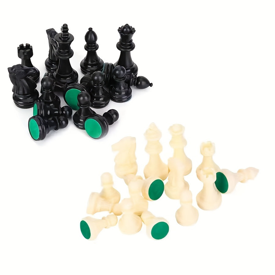 Plastic Chess Set 32 Pieces Black and White King 97mm for Game Entertainment
