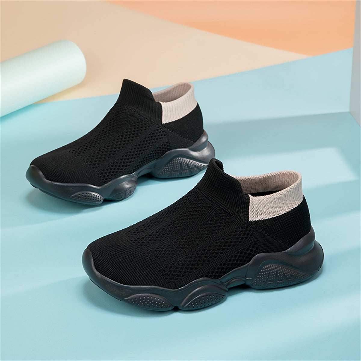 Boys Slip-On Sock Shoes Non-Slip Soft Sole All-Season Casual Sneakers