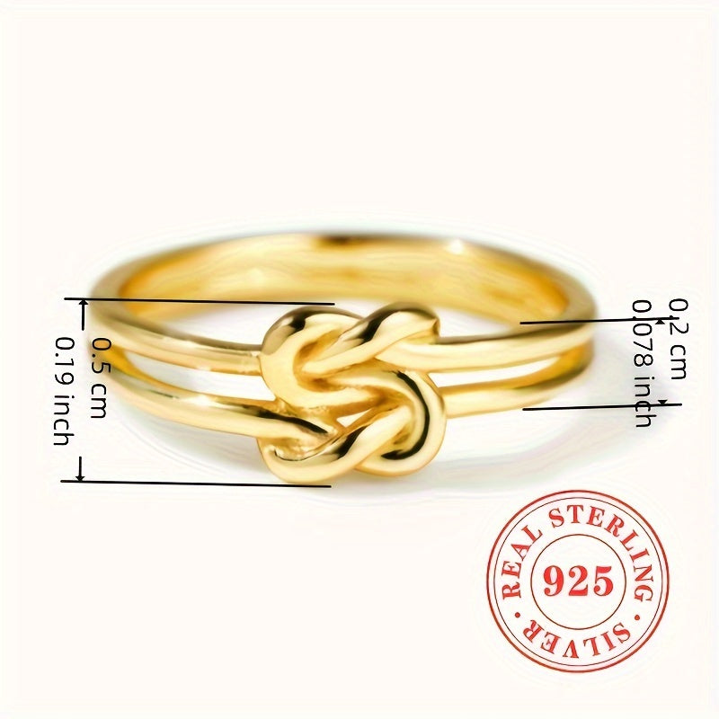 Sterling Silver 925 Square Knot Overlap Ring Unisex Minimalist Jewelry