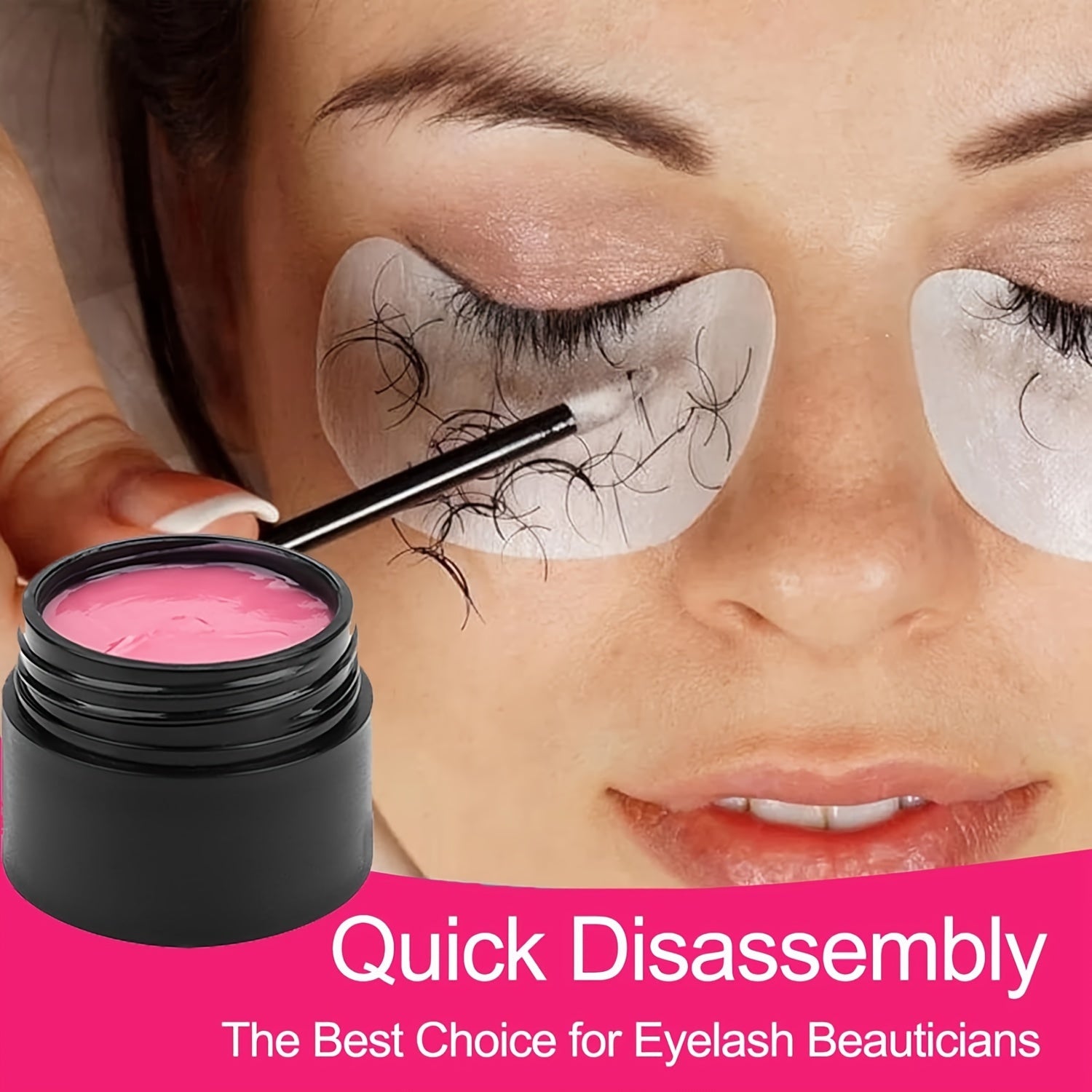 10g Strawberry Scented Eyelash Extension Remover Gel with Brushes and Pads Safe for Extensions